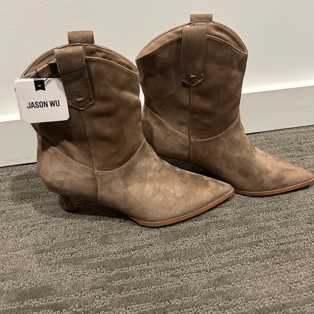 Jason Wu Women's Western Brown Suede Heeled Boots - Picture 5 of 6